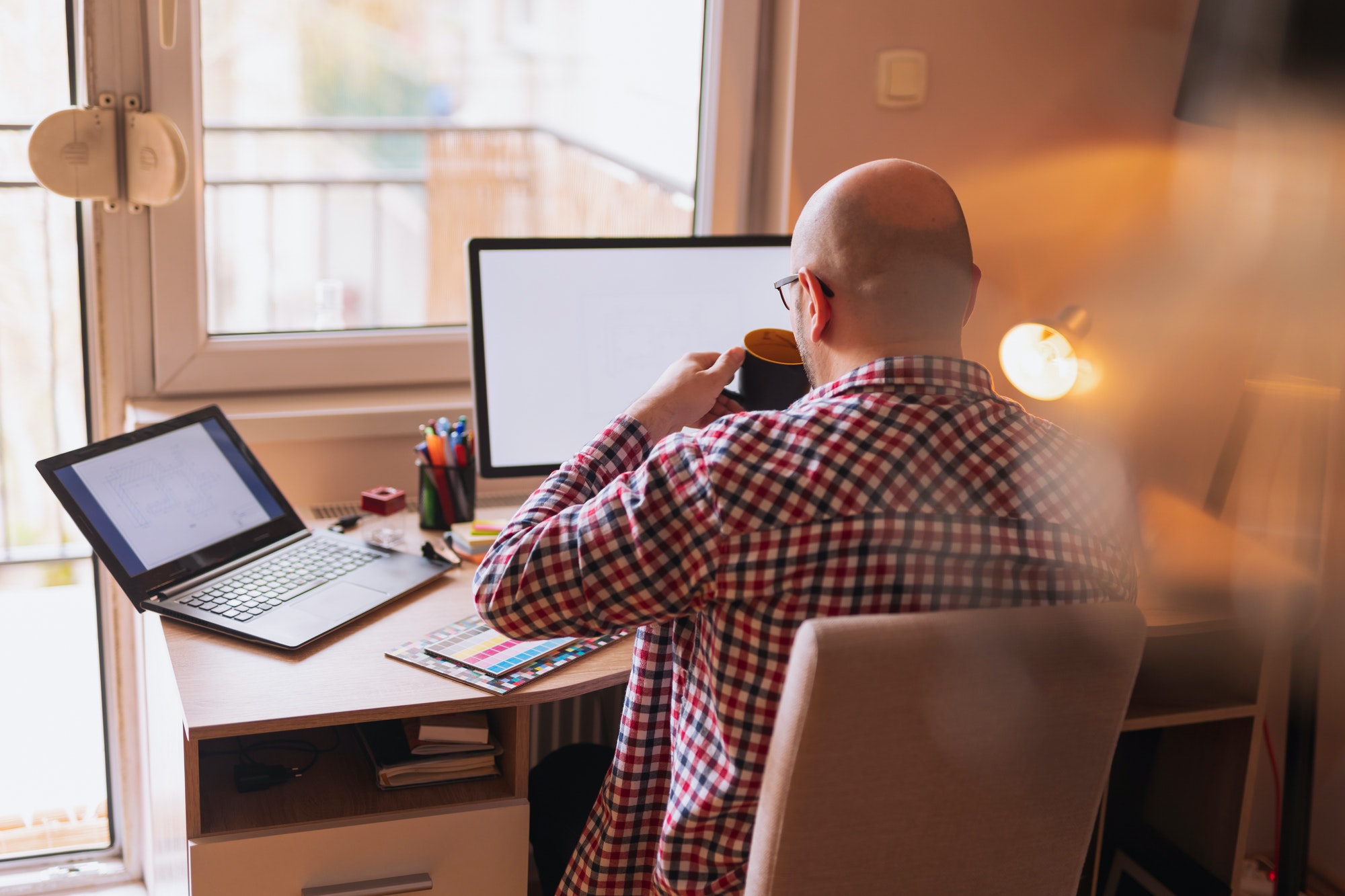 Web developer working in home office